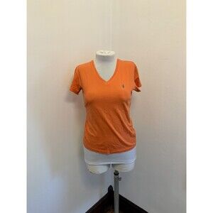 Ralph Lauren Sport VTG y2k 2000s Orange Short Sleeve V-Neck T-Shirt XS Cotton